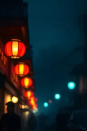 悬疑剧《长夜将尽》竖版海报，冷蓝色调与雨夜街灯