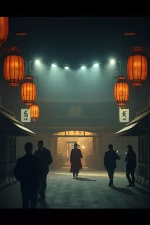 奇幻冒险剧《山海邮差》竖版海报，暖橙色山峦与背包客剪影